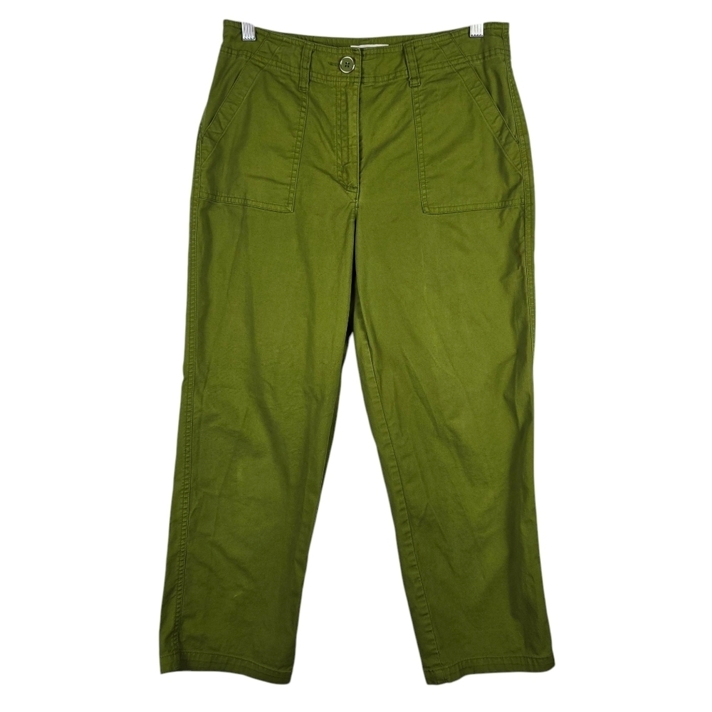 Talbots Women's Apple Green Straight Leg Pants Size 8 Stretch Cargo Boho Casual